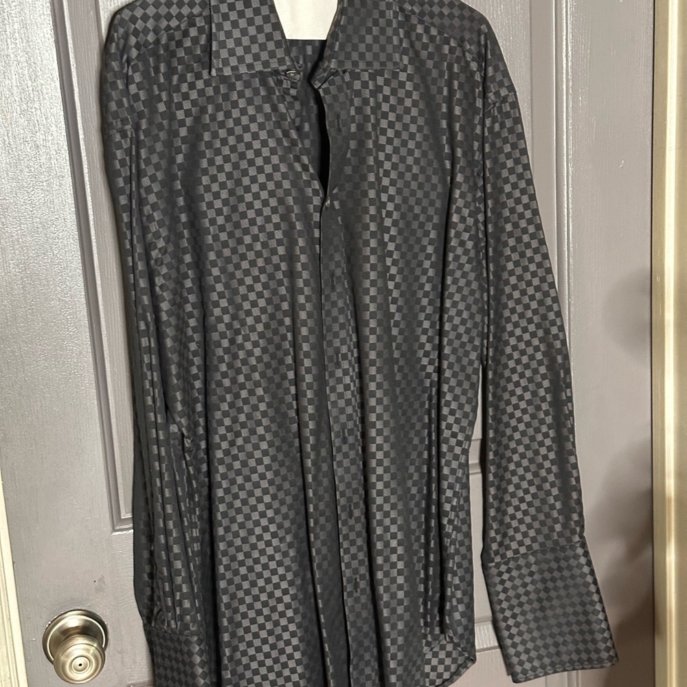 Jhane Barnes Men's Black Checkered Shirt Jacket